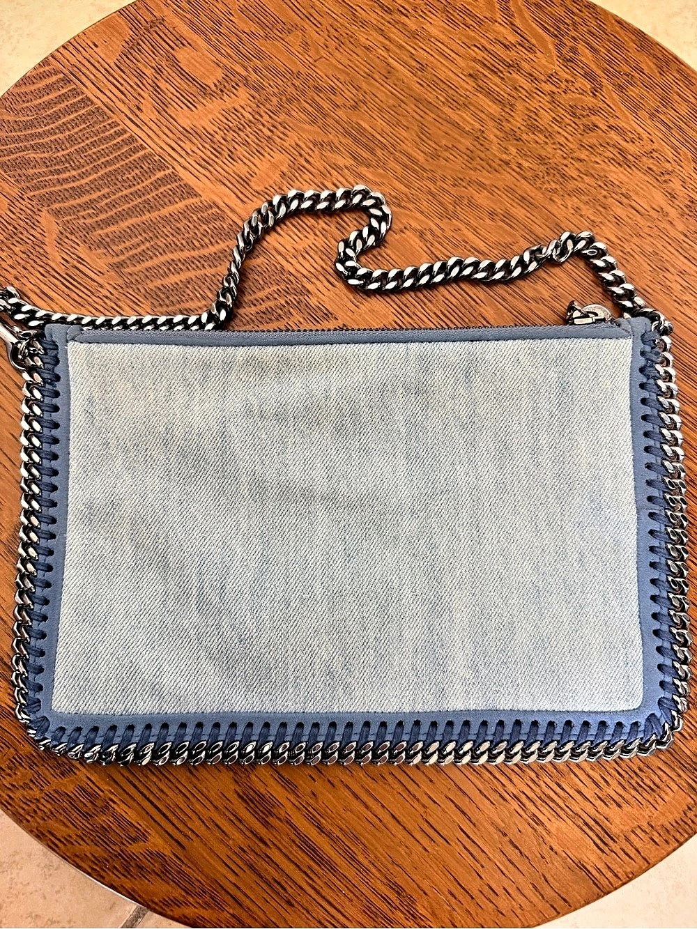 Stella McCartney Denim Poppy Embroidered Falabella Clutch Shoulder Bag - Picture 5 of 12